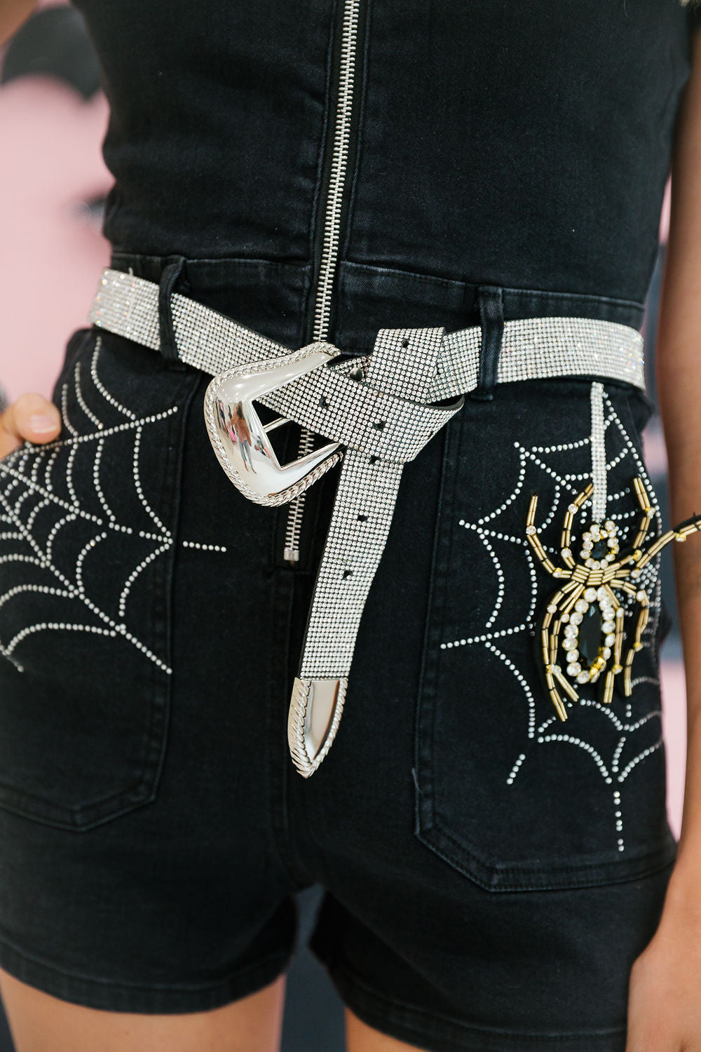 RHINESTONE SILVER BELT BELT Judith March