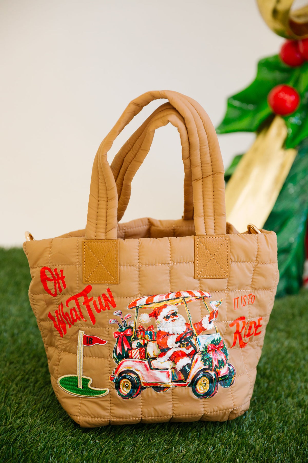 OH WHAT FUN IT IS TO RIDE TAN TOTE Clutch Judith March