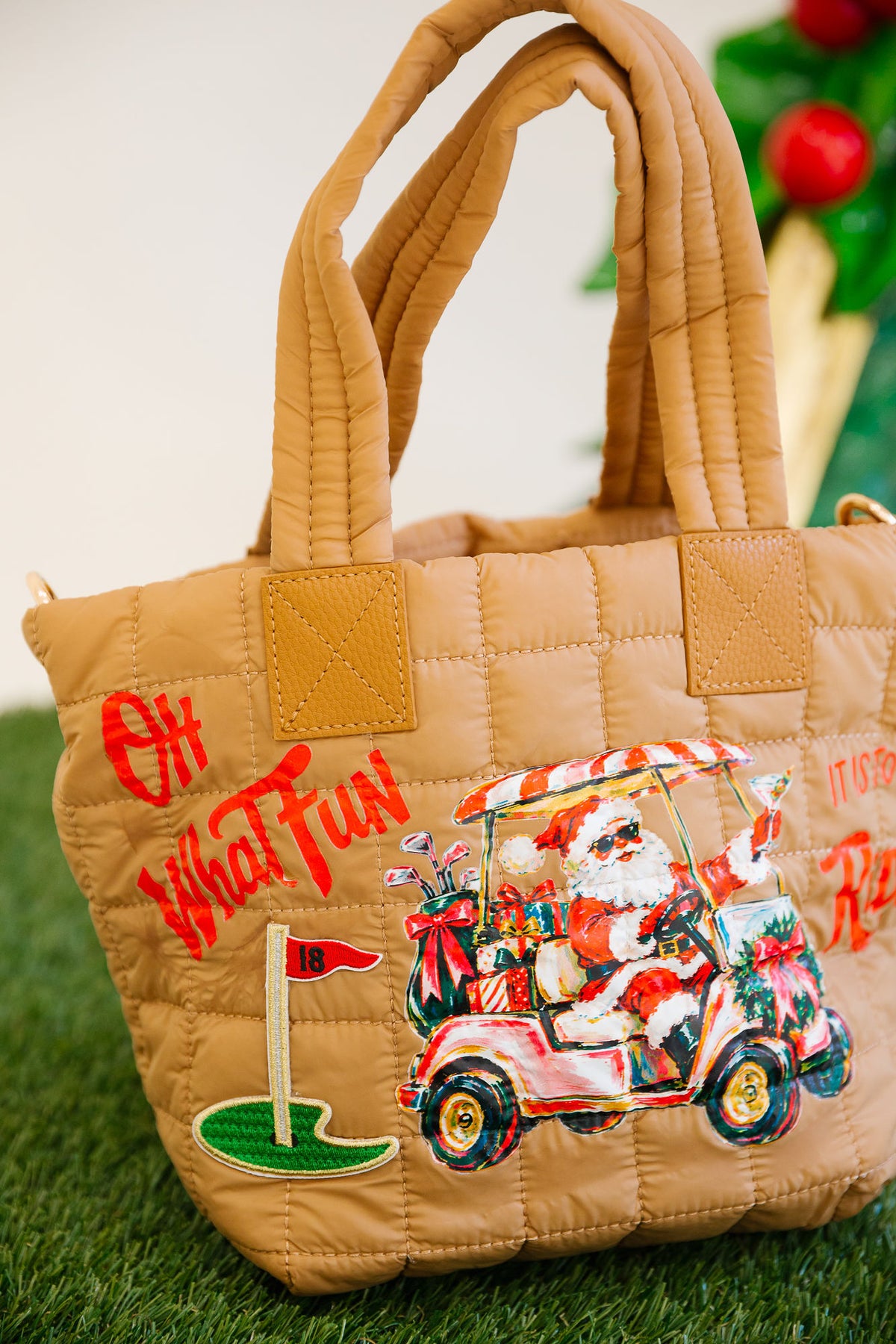 OH WHAT FUN IT IS TO RIDE TAN TOTE Clutch Judith March