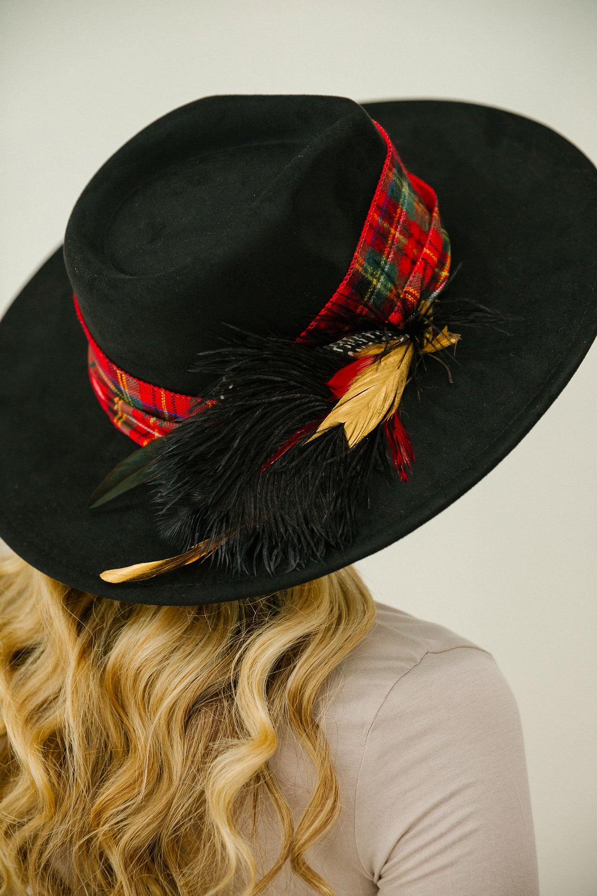 CHRISTMAS PLAID BLACK RANCHER HAT RANCHER HAT Judith March