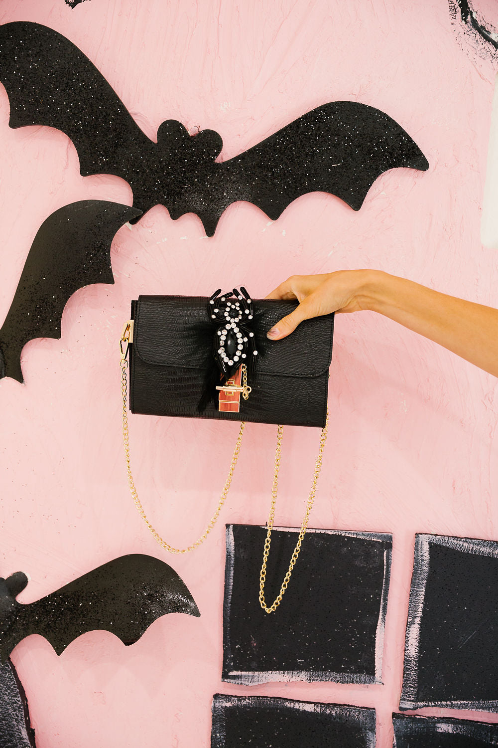 CRYSTAL CRAWLERS BLACK CROSSBODY Clutch Judith March
