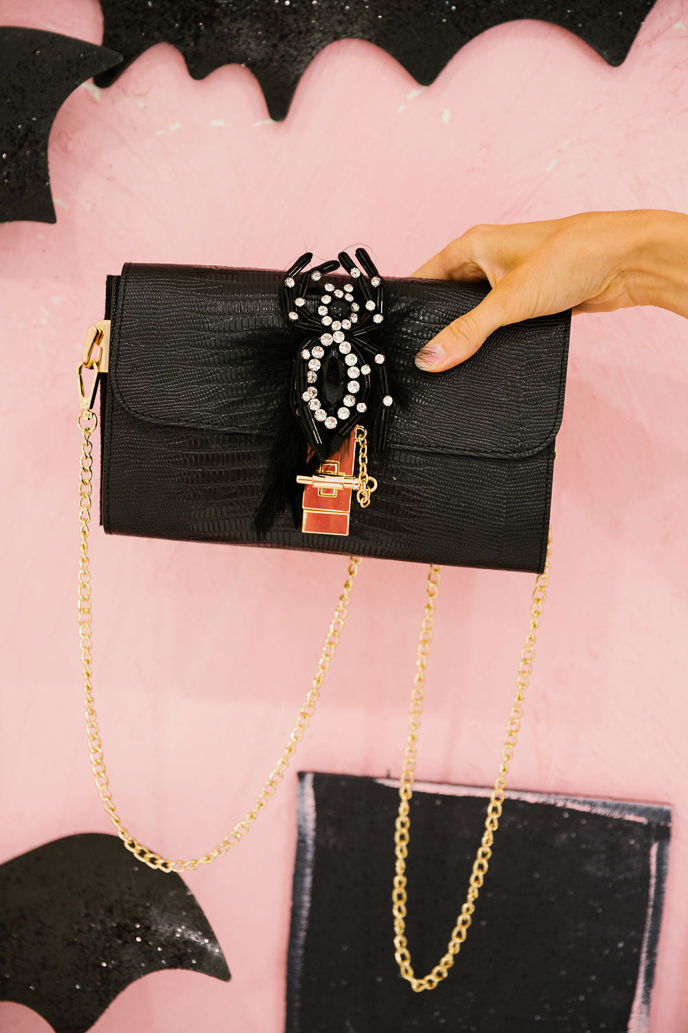 CRYSTAL CRAWLERS BLACK CROSSBODY Clutch Judith March