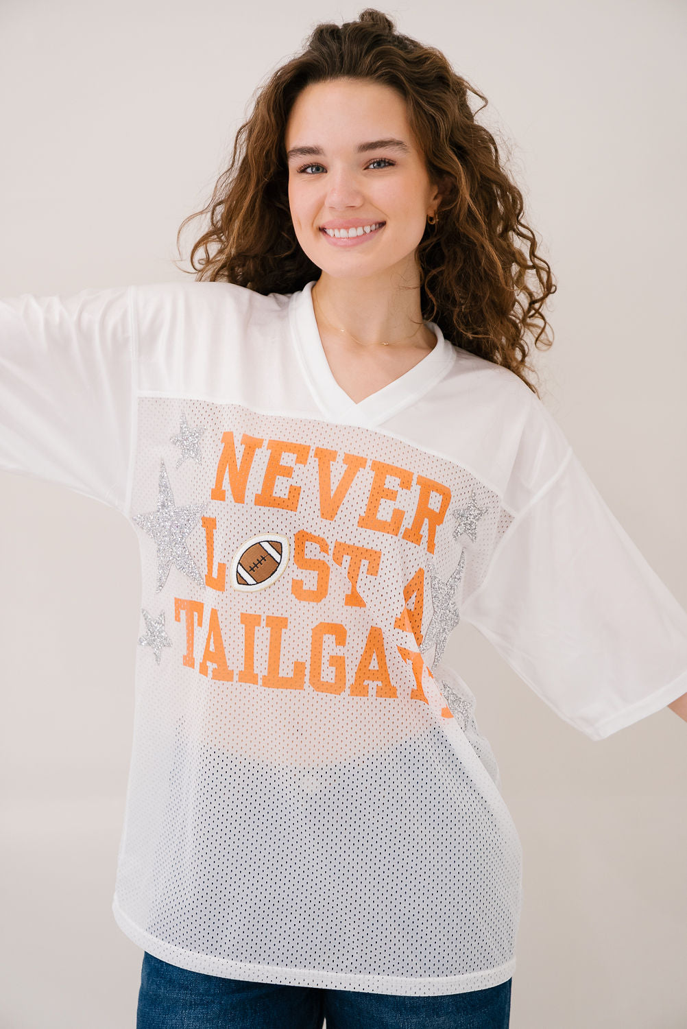 *ORANGE NEVER LOST A TAILGATE JERSEY - S/M PULLOVER Judith March