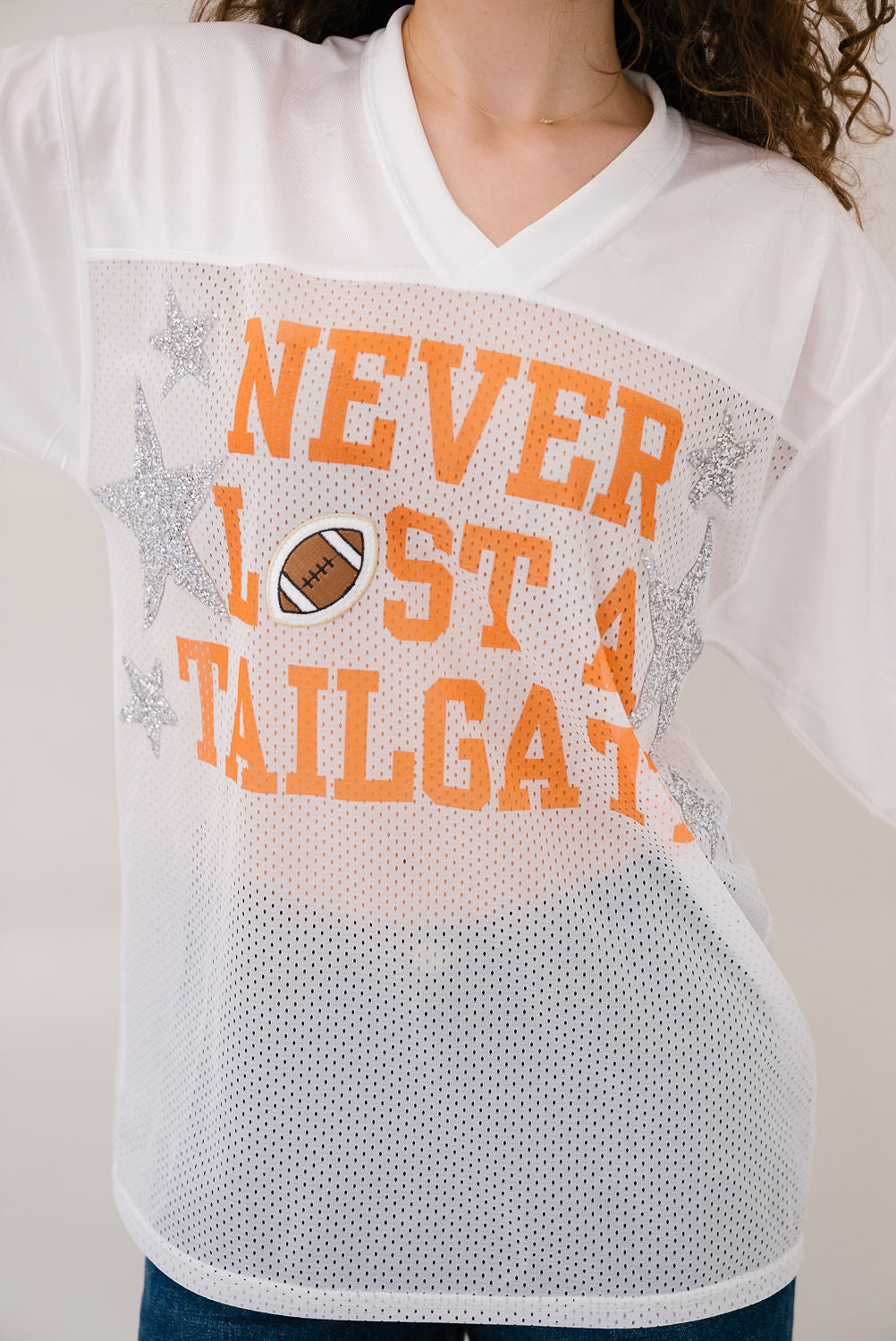 *ORANGE NEVER LOST A TAILGATE JERSEY - S/M PULLOVER Judith March