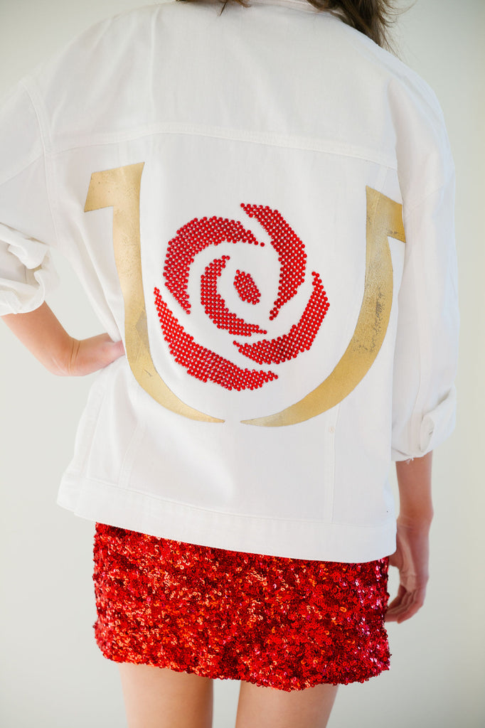 RUN FOR THE ROSES® WHITE DENIM JACKET JACKET Judith March