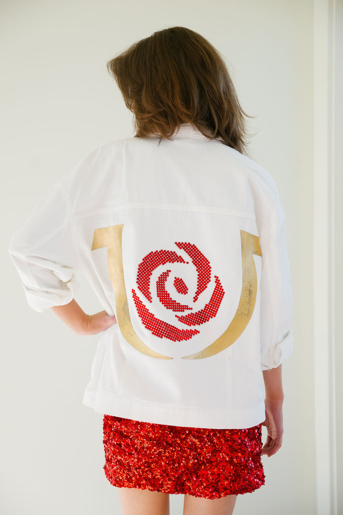 RUN FOR THE ROSES® WHITE DENIM JACKET JACKET Judith March
