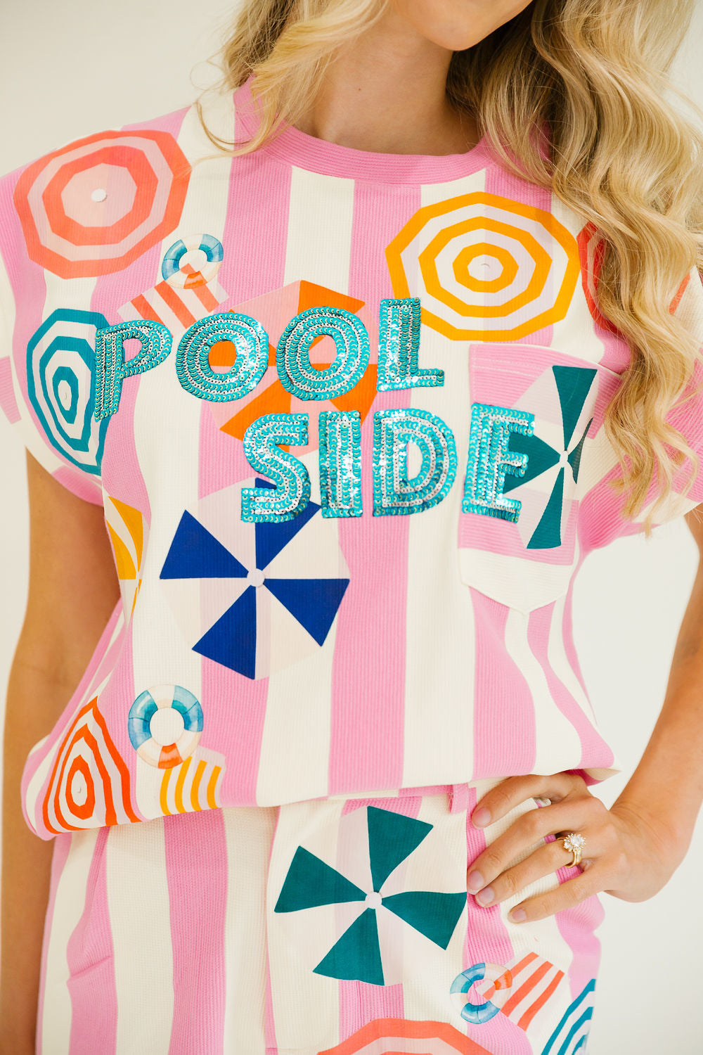 POOL SIDE PINK STRIPED SET SET Judith March