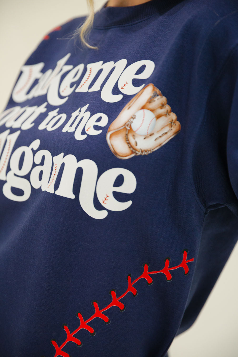 TAKE ME OUT TO THE BALLGAME NAVY PULLOVER PULLOVER Judith March