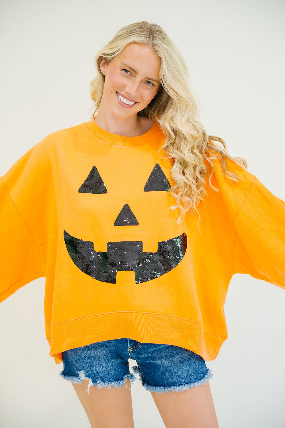 *SEQUIN PUMPKIN ORANGE PULLOVER - XLARGE PULLOVER Judith March