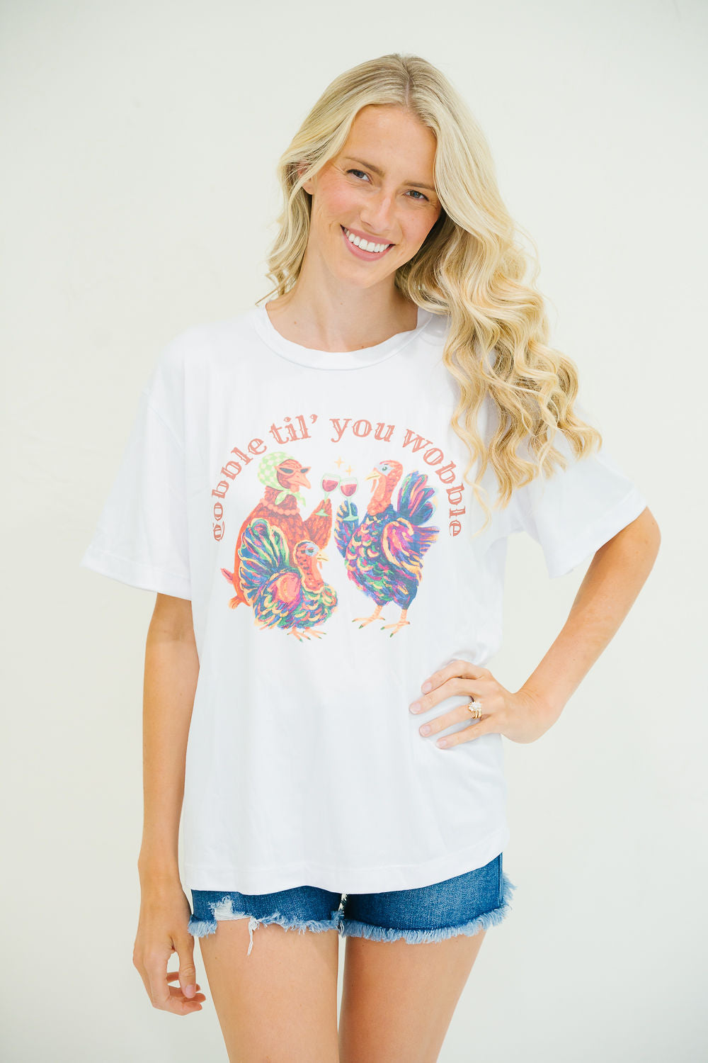 *GOBBLE TIL' YOU WOBBLE TEE - SMALL PULLOVER Judith March