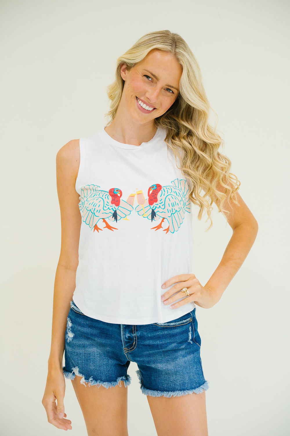 *TURKEY CHEERS TANK - SMALL PULLOVER Judith March