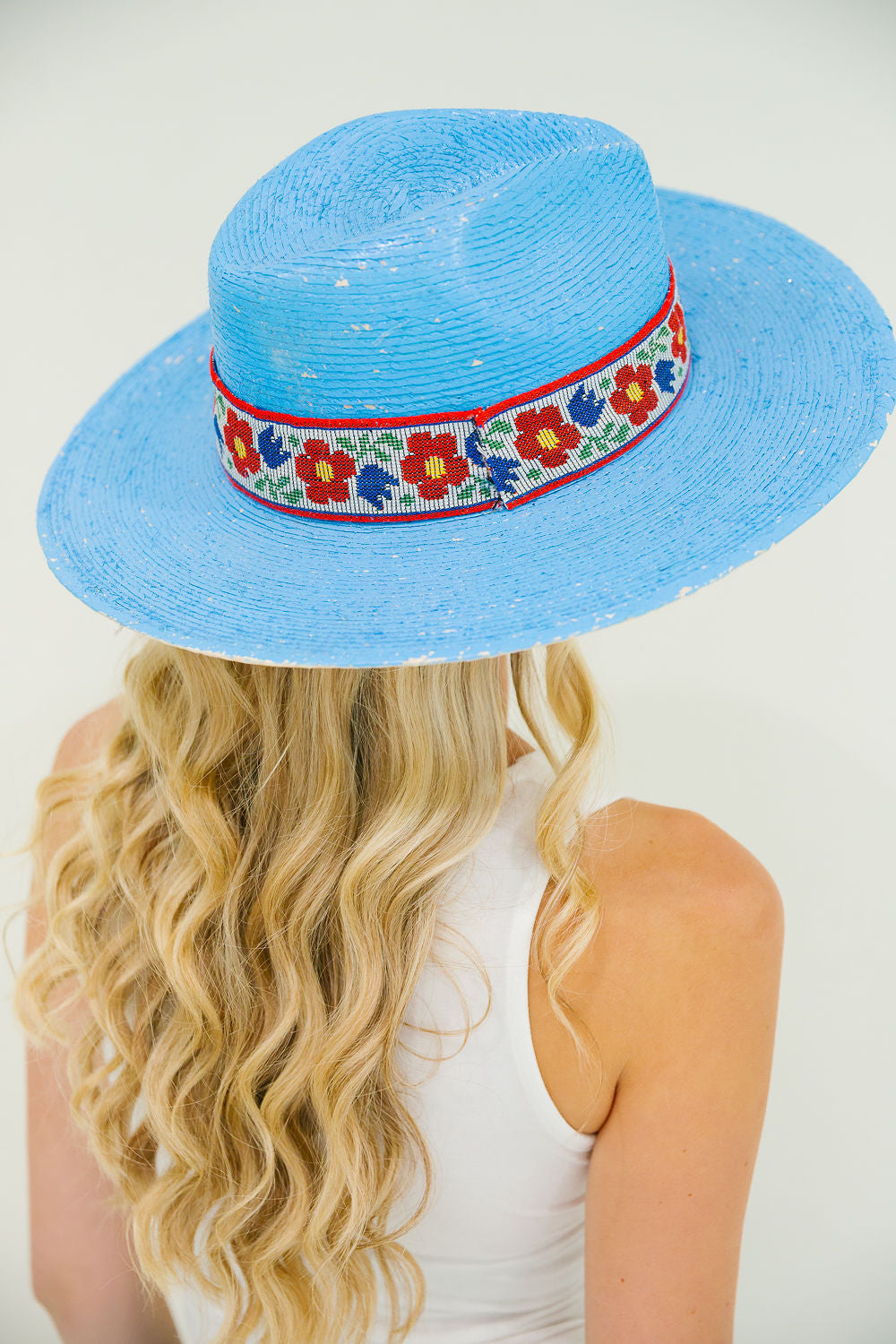 *VINTAGE RIBBON BLUE SUN HAT HAT Judith March