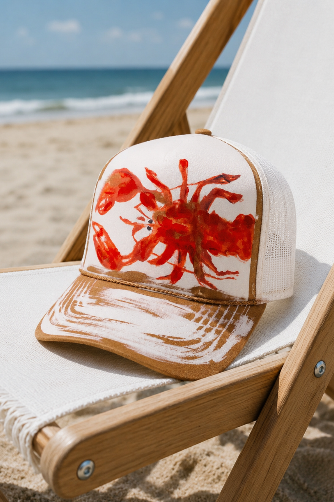 LOBSTER WHITE TRUCKER HAT HAT Judith March