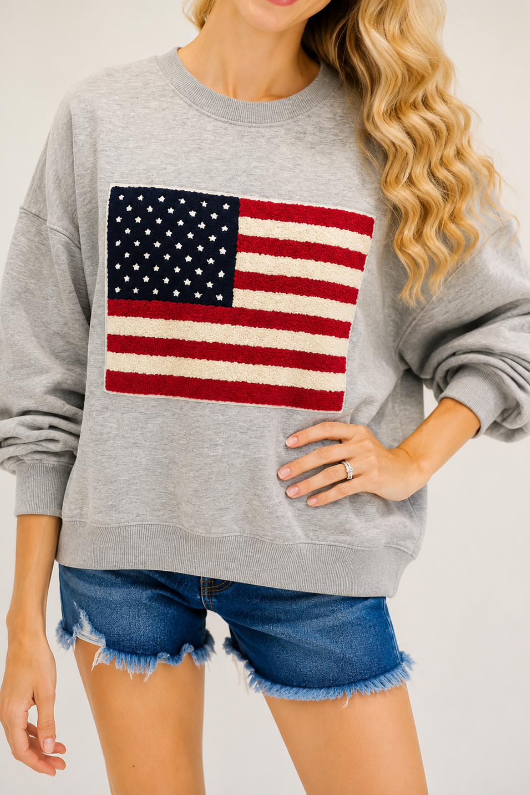 *AMERICAN FLAG GRAY PULLOVER - SMALL