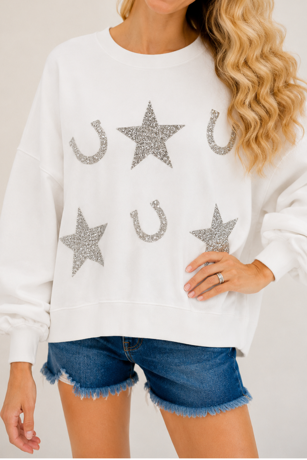 *WESTERN WHITE PULLOVER - SMALL