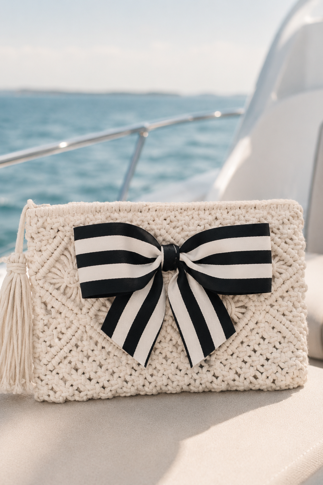 NAUTICAL STRIPED BOW CLUTCH PURSE Judith March