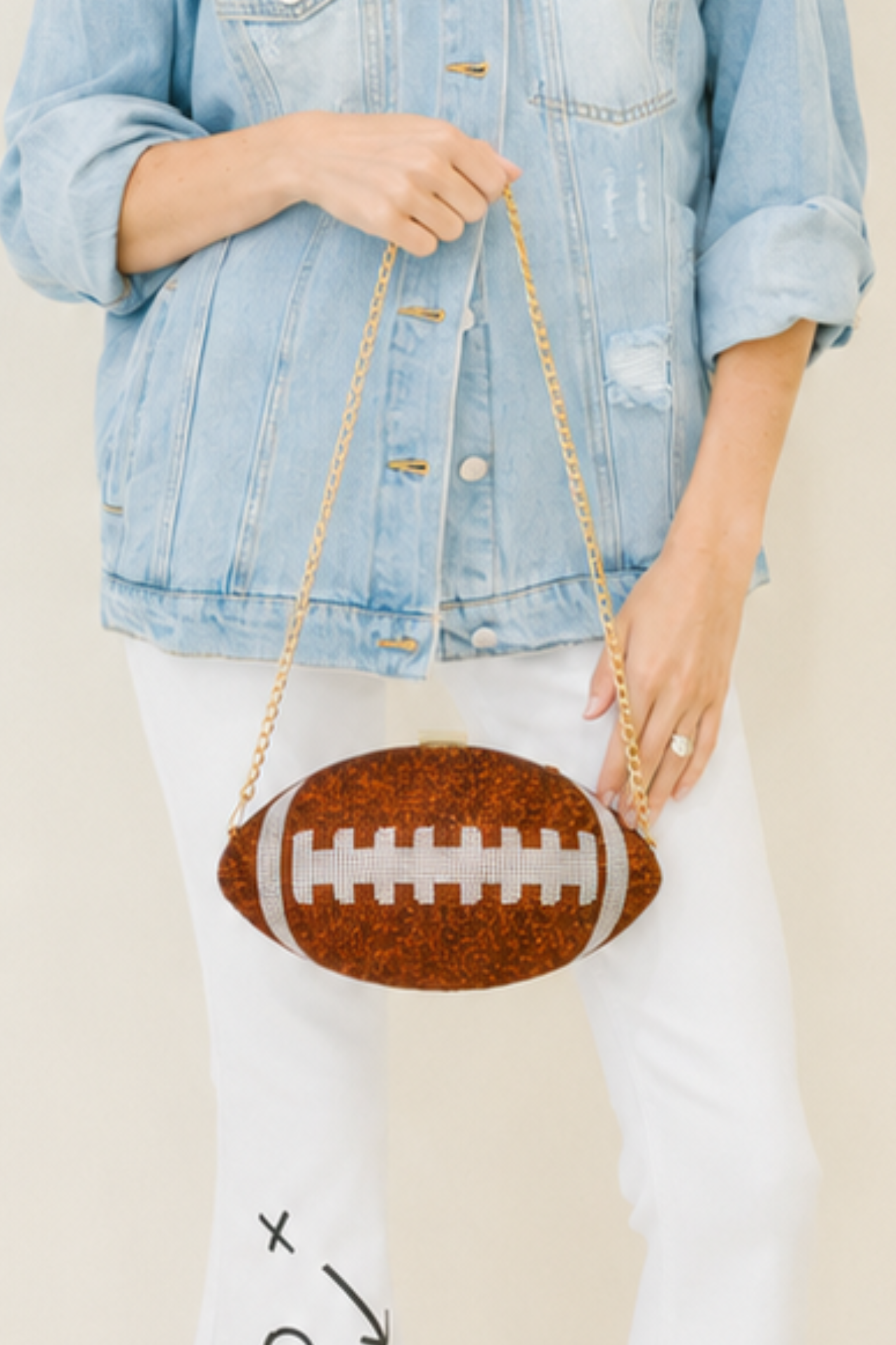 RHINESTONE FOOTBALL BAG