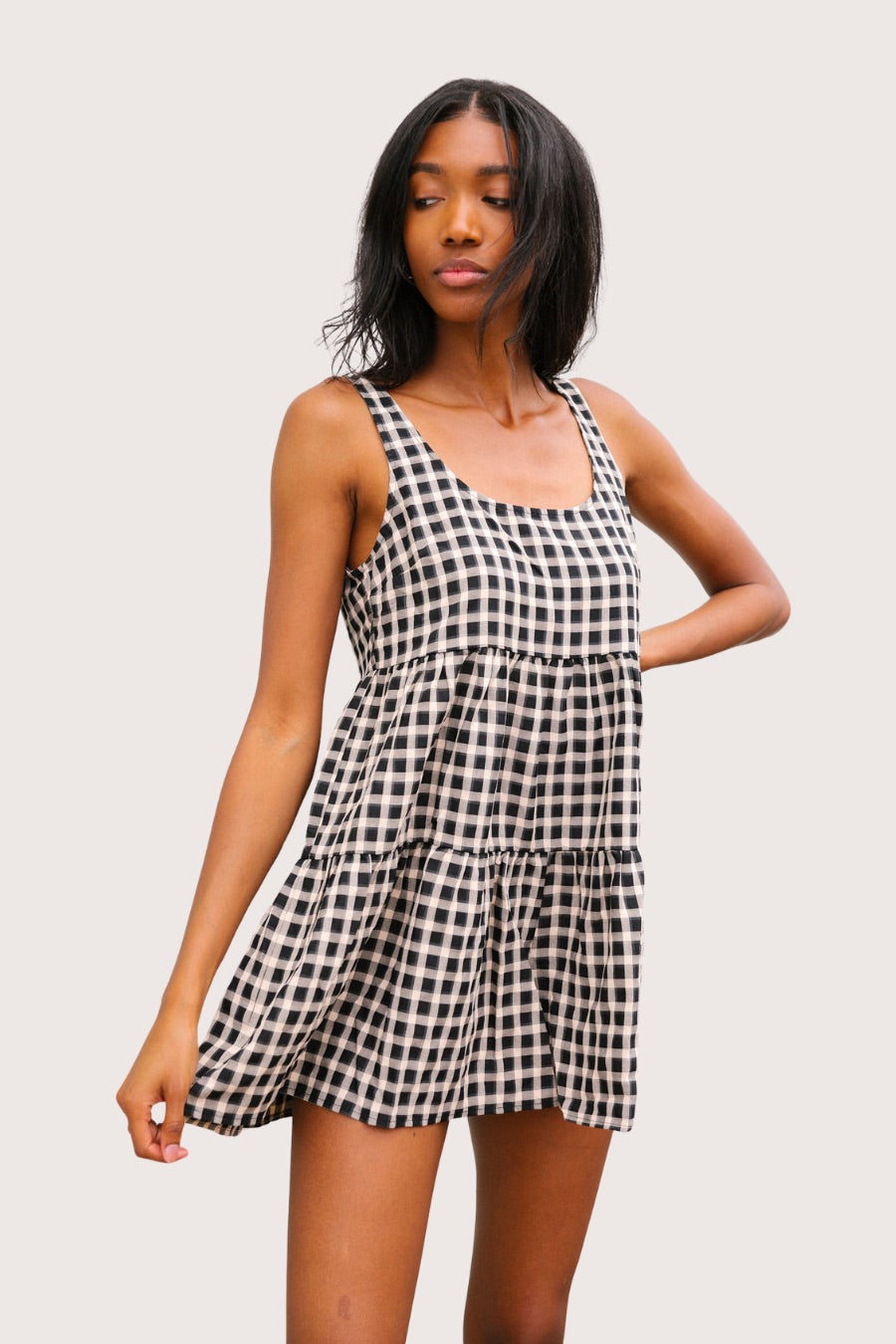 *BLACK GINGHAM ROMPER - LARGE SWEATER Judith March
