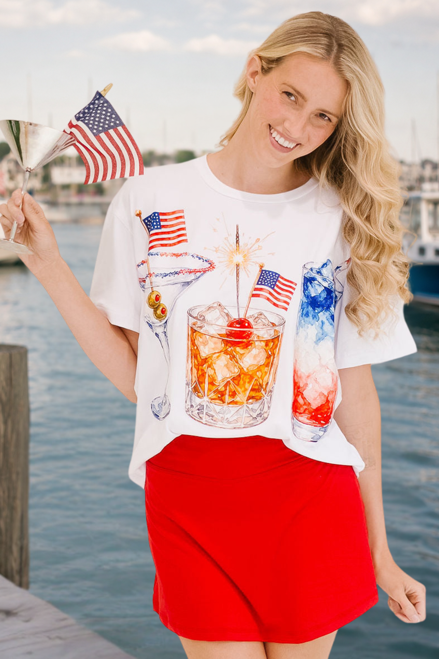 CHEERS TO AMERICA WHITE TEE TEE Judith March