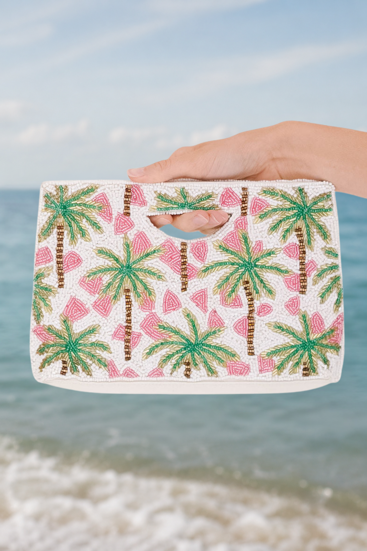 PINK PALM BEADED PURSE PURSE Judith March