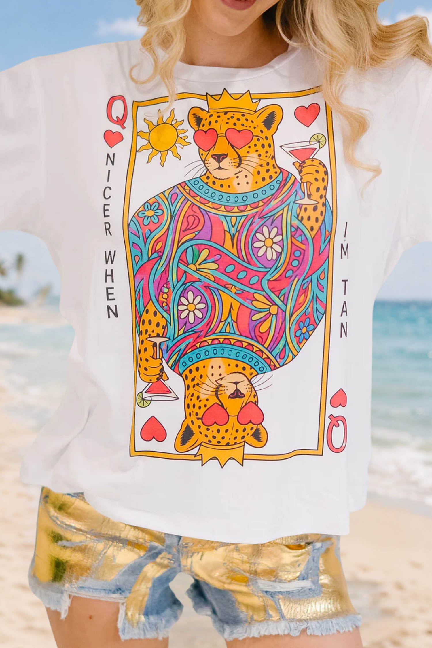 NICER WHEN I'M TAN WHITE TEE TEE Judith March