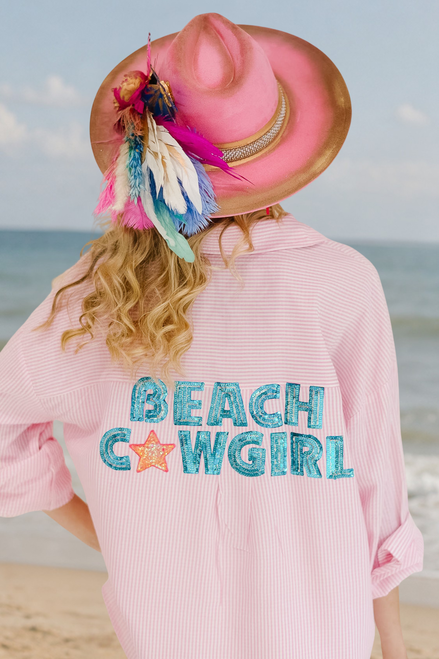 BEACH COWGIRL PINK STRIPED BUTTON DOWN Button Down Judith March
