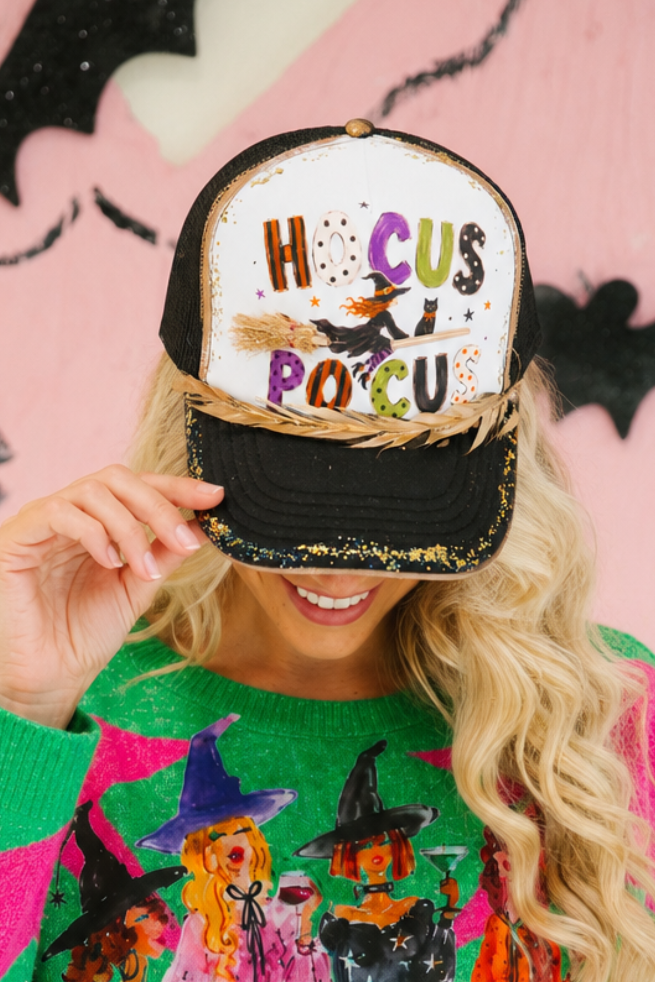 HOCUS POCUS BLACK TRUCKER HAT TRUCKER HAT Judith March