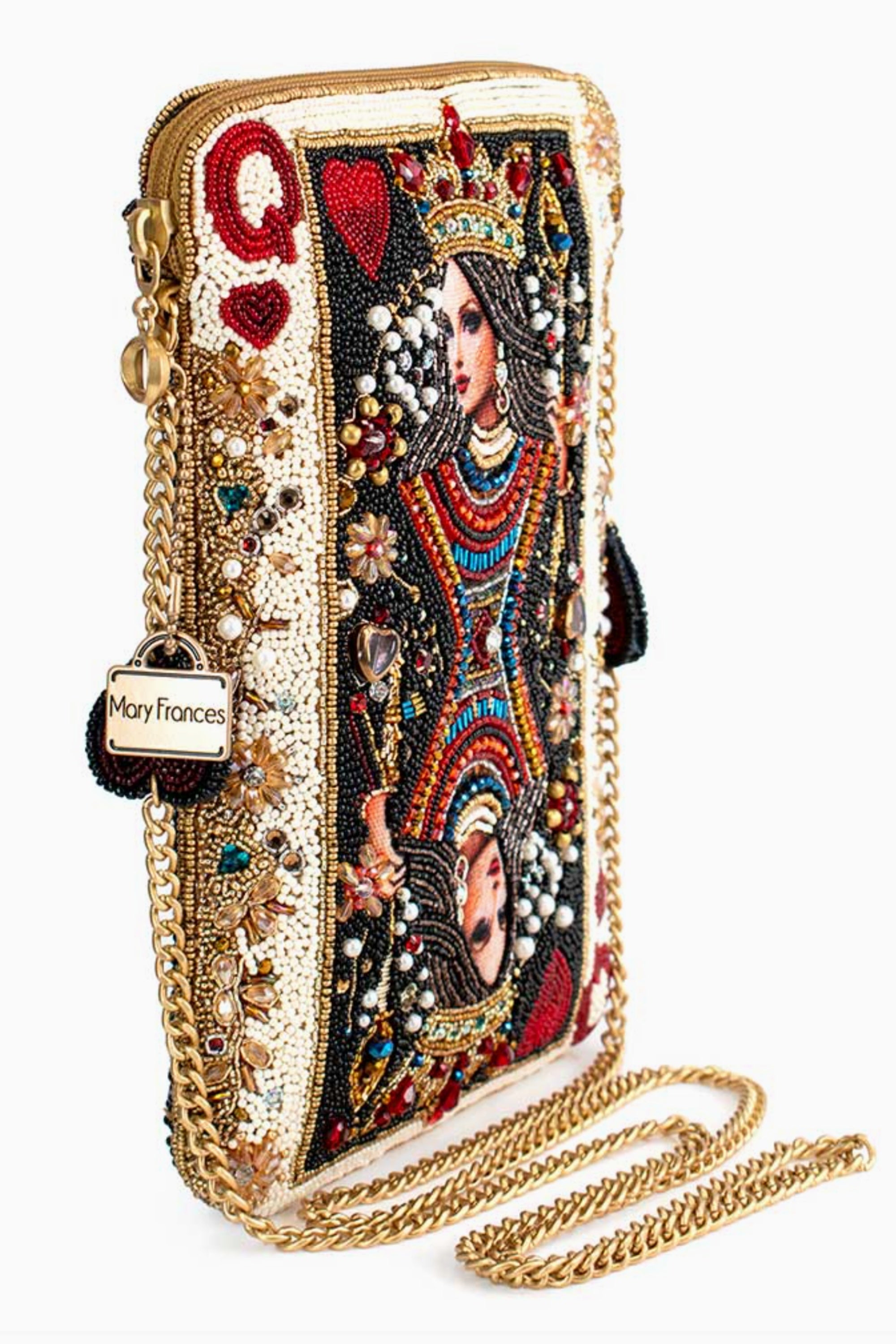 THE QUEEN BEADED QUEEN PLAYING CARD MINI CROSSBODY CLUTCH - BY MARY FRANCES (PRE-ORDER) Clutch Judith March