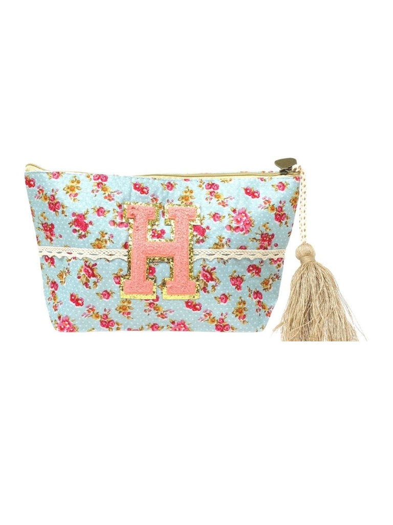 CUSTOM FLORAL COSMETIC BAG Cosmetic & Toiletry Bags Judith March LIGHT BLUE FLORAL  