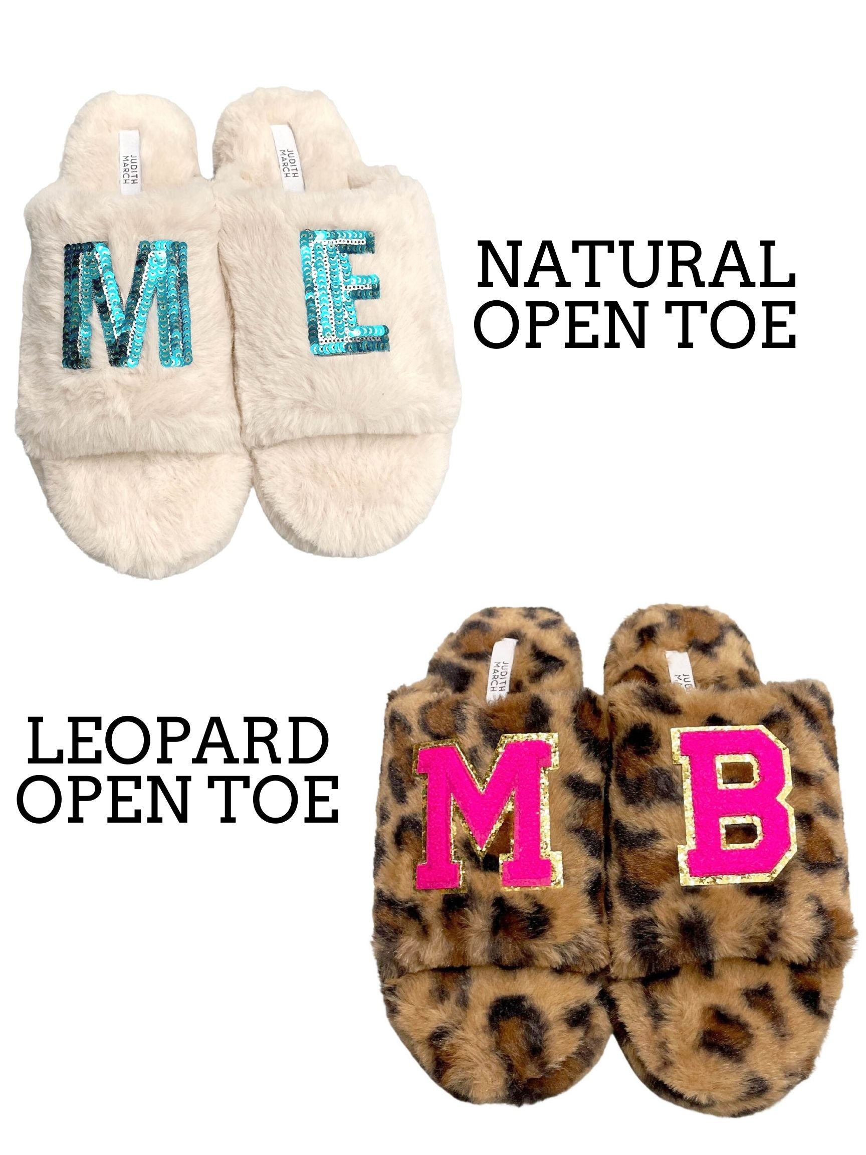 CUSTOM FUR SLIPPERS SHOES Judith March S/M (5-7) NATURAL OPEN TOE 