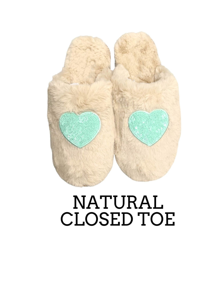 CUSTOM FUR SLIPPERS SHOES Judith March S/M (5-7) NATURAL CLOSED TOE 
