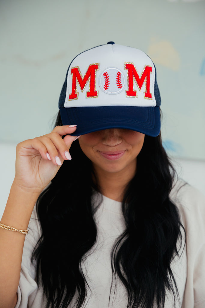 GAMEDAY HAT COLLECTION Hats Judith March BASEBALL MOM LETTERS - NAVY/WHITE TRUCKER  