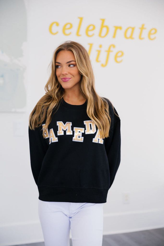 GAME DAY GOLD SPARKLE PULLOVER