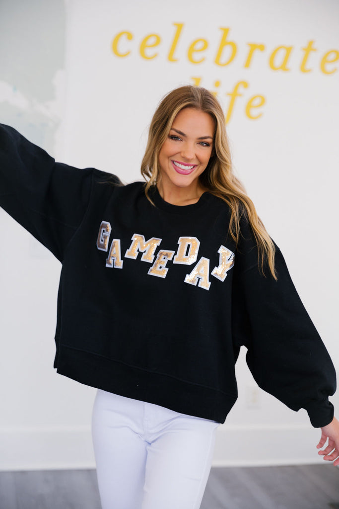 GAME DAY GOLD SPARKLE PULLOVER