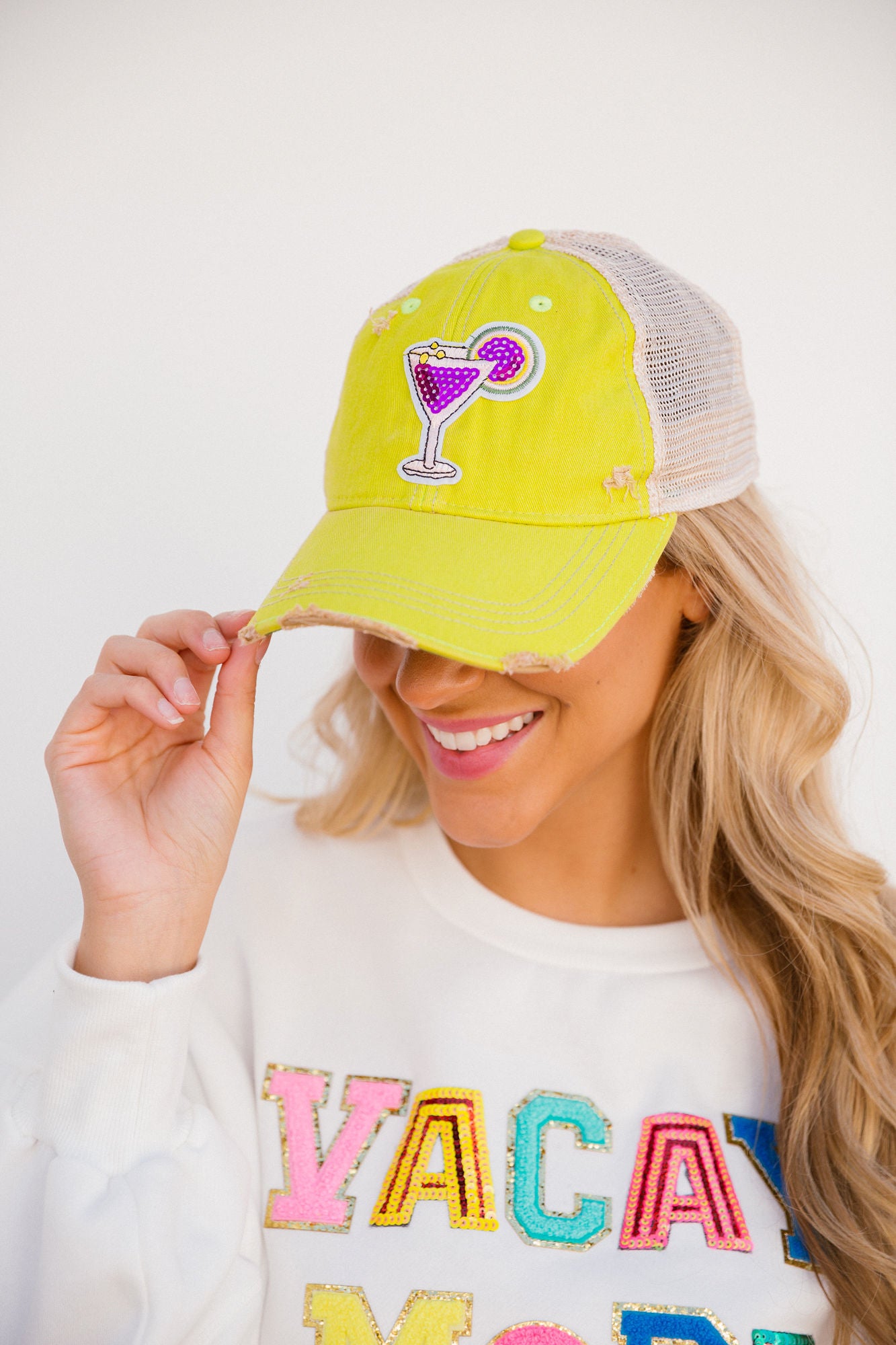 SEQUIN MARTINI PATCH HAT - CHARTRUSE Hats Judith March