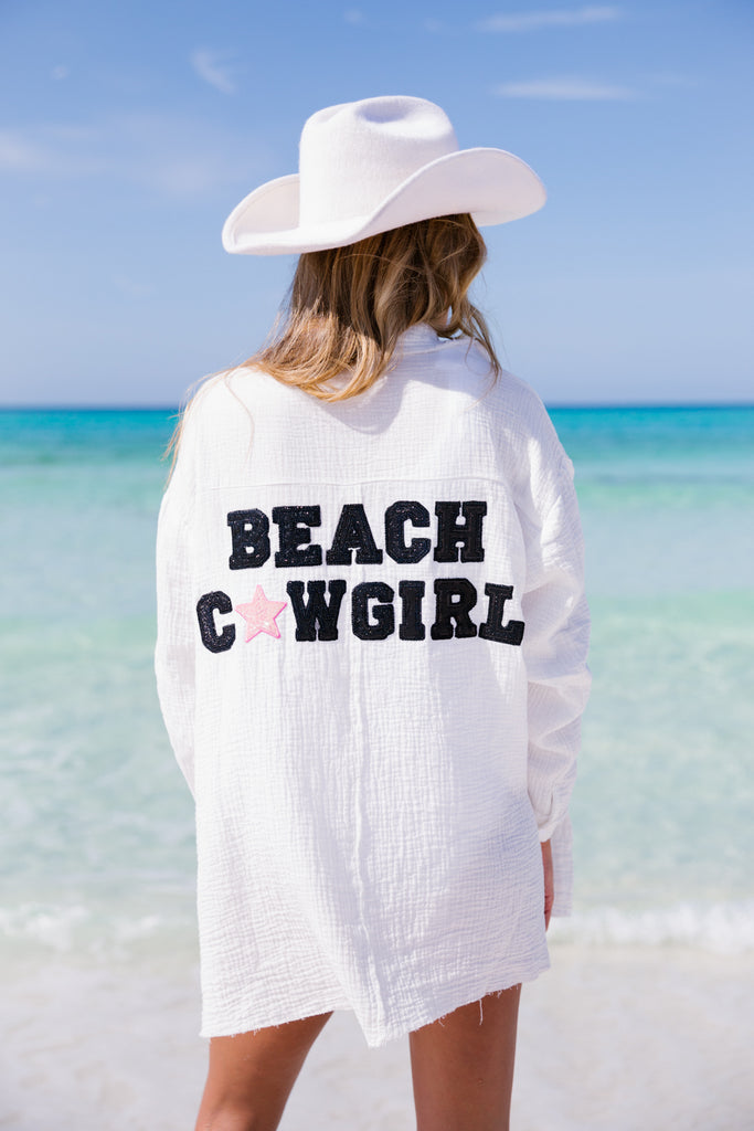 BEACH COWGIRL WHITE BUTTON UP TOP Judith March SMALL