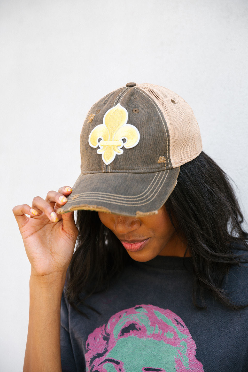 FLEUR DE LIS PATCH HAT Hats Judith March BLACK  