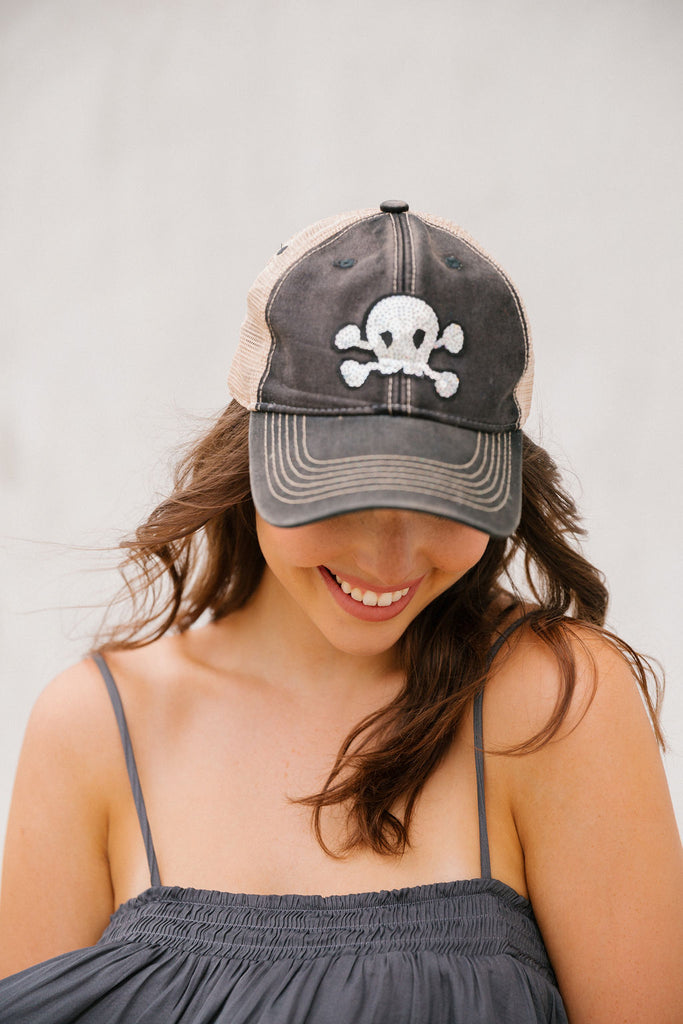 GLITTER CROSSBONES PATCH HAT Hats Judith March   