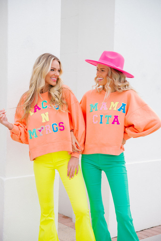 TACOS AND MARGARITAS ORANGE PULLOVER pullover Judith March