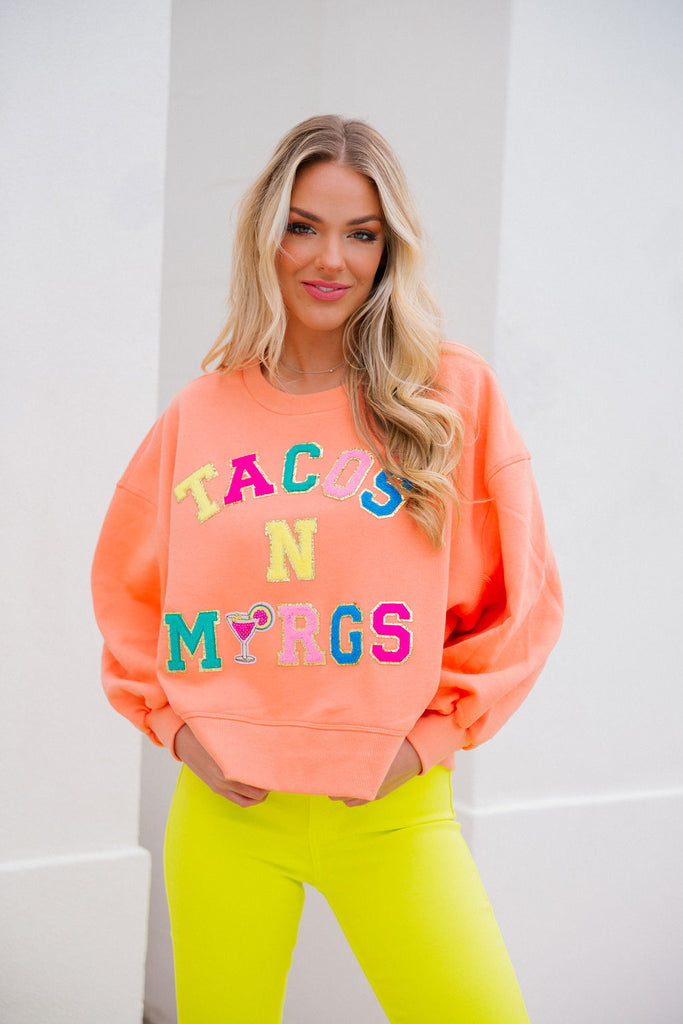 TACOS AND MARGARITAS ORANGE PULLOVER* pullover Judith March