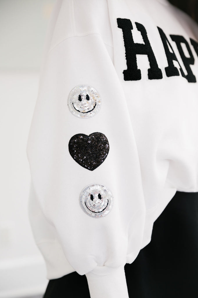 HAPPY HEARTS IN MONOCHROME IVORY PULLOVER