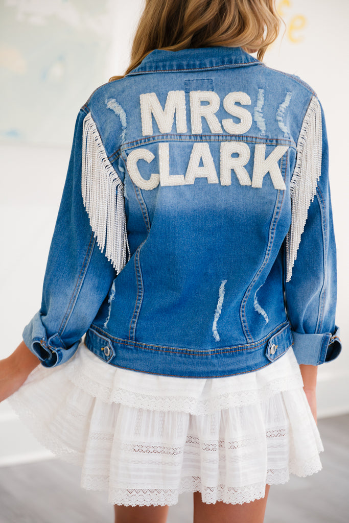 JM CUSTOM DENIM JACKET Custom Judith March SMALL DISTRESSED LIGHT WASH