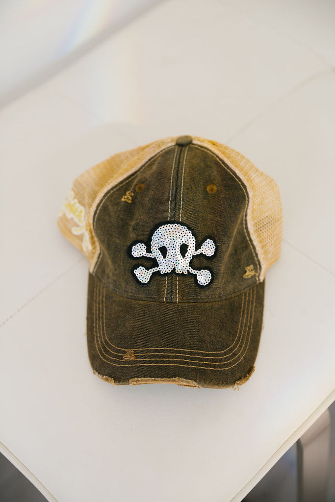 GLITTER CROSSBONES PATCH HAT Hats Judith March   