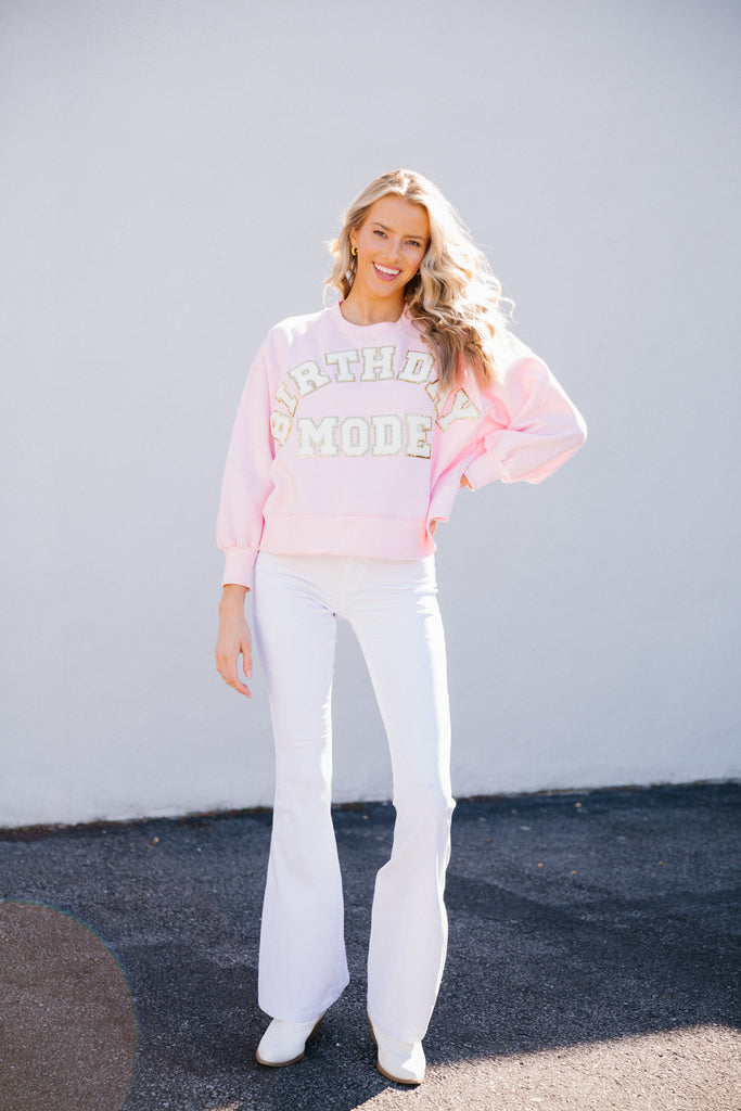 BIRTHDAY MODE BABY PINK PULLOVER Shirts & Tops Judith March   