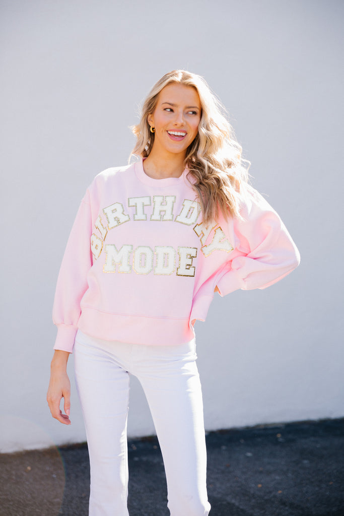 BIRTHDAY MODE BABY PINK PULLOVER Shirts & Tops Judith March   