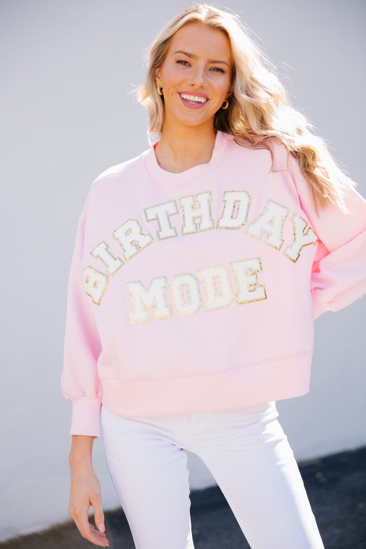 BIRTHDAY MODE BABY PINK PULLOVER Shirts & Tops Judith March   