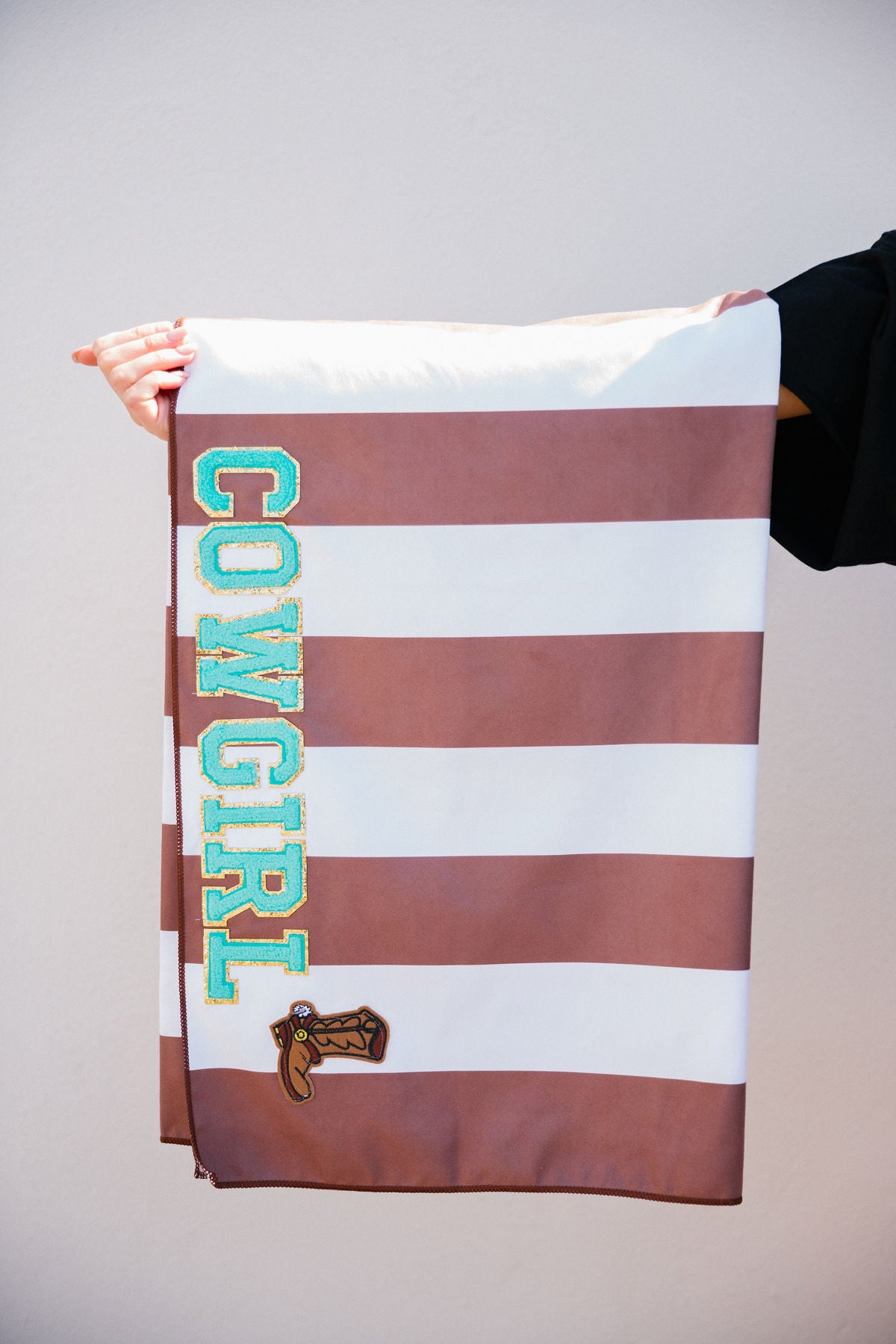 CUSTOM BEACH TOWEL Beach Towels Judith March BROWN AND WHITE STRIPES  