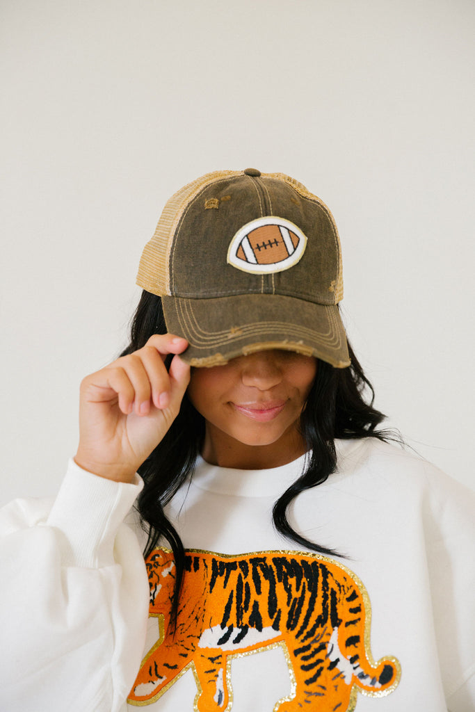 GAMEDAY HAT COLLECTION Hats Judith March FOOTBALL - BLACK DISTRESSED  