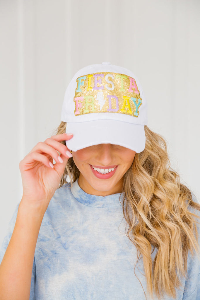 FIESTA FRIDAY WHITE PATCH HAT HAT Judith March WHITE  