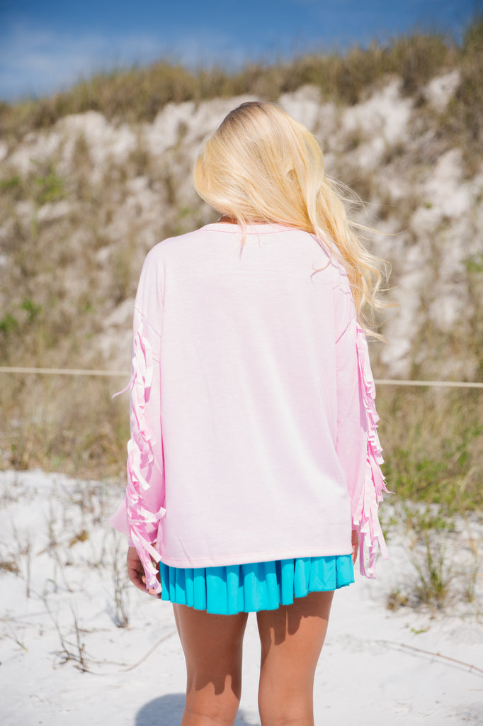 BEACH COWGIRL FRINGE SLEEVE PULLOVER